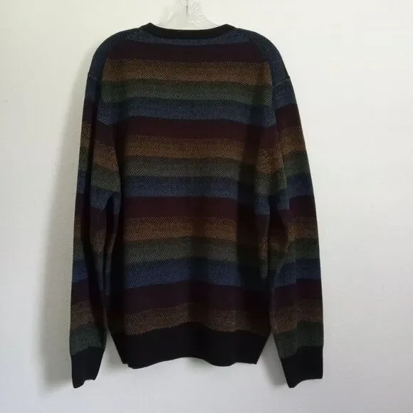 Vintage Geoffrey Beene 80s Sweater Stripes Crew Neck Pullover Long Sleeve Men XL - Picture 4 of 8